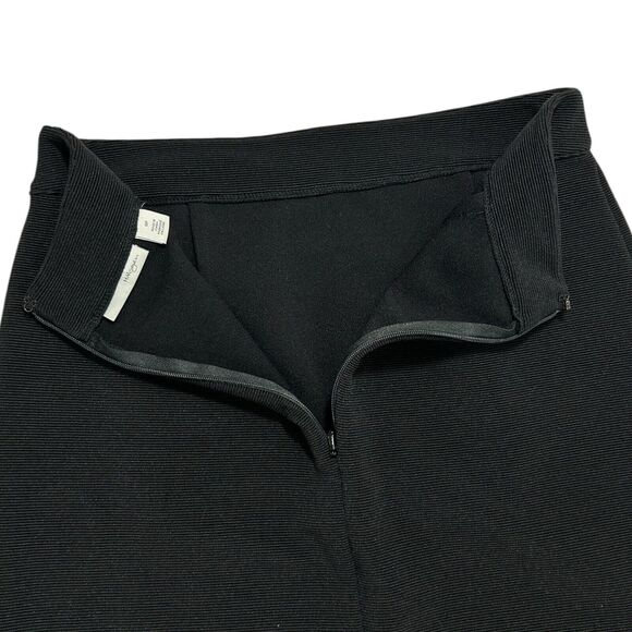 Halogen size 0p Black Ribbed Midi Fitted Stretch Pencil Skirt Slit Zip Office - Picture 3 of 7